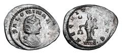 Roman Imperial Coins SALONINA, wife of Gallienus, 253-268 AD. Billon Antoninianus (3.90 gm) of Asia after 266 AD. Bust on crescent / Aequitas standing. RIC.87. Toned VF+, weak spot in legend.