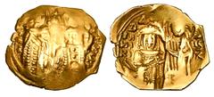 Byzantine Coins BYZANTINE EMPIRE. Anna of Savoy & Andronikos III, 1328-1341 AD. Gold Hyperpyron (3.84 gm) of Constantinople. Anna & John standing / Christ blessing Andronikos. S.2466. VF+, clipped. Ra