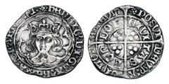 World Coins - Medieval (pre-1500) ENGLAND. Henry VII, 1485-1509 AD. AR Groat (2.93 gm), i. m. Cross crosslet, of London. Crowned bust in profile / Shield of arms on long cross. S.2258. Toned VF, ding 