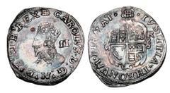 World Coins - Medieval (pre-1500) ENGLAND. Charles I, 1625-1649 AD. AR Half Groat (1.00 gm). Crowned bust left / Arms. S.2828. Toned XF+. Scarce. ex Browning collection. Exceptional.