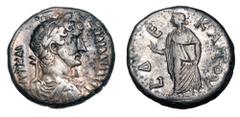 Roman Provincial ROMAN EGYPT. Hadrian, 117-138 AD. Billon Tetradrachm (13.29 gm) of Alexandria. Laureate bust right / Elpis standing left. K&G.32.348. Koln.907. Dat.suppl.22.pl.8 (this coin). Toned VF