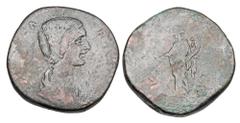 Roman Imperial Coins DIDIA CLARA, daughter of Didius Julianus, 193 AD. Æ Sestertius (21.66 gm). Draped bust / Hilaritas standing holding palm-branch and cornucopia. RIC.20(R2). aVF dark olive brown pa
