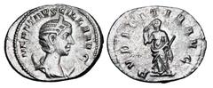 Roman Imperial Coins HERENNIA ETRUSCILLA, wife of Decius, 249-251 AD. AR Antoninianus (4.09 gm). Diademed bust on crescent / Pudicitias standing lifting veil, holding sceptre. RIC.58b. VF+.