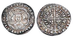 World Coins - Medieval (pre-1500) ENGLAND. Edward III, 1327-1377 AD. AR Groat (4.55 gm). Pre-Treaty period, Series D (1352-3), of London, im cross-1. Crowned bust facing in tressure / Long cross with 