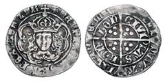World Coins - Medieval (pre-1500) ENGLAND. Henry VII, 1485-1509 AD. AR Groat (3.04 gm), cl. IIIC of London, i. m. Lis upon rose. Crowned bust facing in tressure / Long cross with three pellets in each