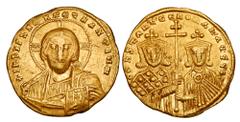 Byzantine BYZANTINE EMPIRE. Constantine VII, 945-959 AD. Gold Solidus (4.36 gm) of Constantinople. Facing bust of Christ / Facing busts of emperors. S.1751. VF+. Scarce.