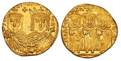 Byzantine Coins BYZANTINE EMPIRE. Irene and Constantine VI, 780-797 AD. Gold Solidus (4.40 gm) of Constantinople. Busts of Irene & Const VI / Leo III, Const V & Leo IV. S.1593. aXF Very Rare. Choice p