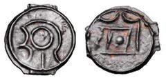 Celtic Coins CELTIC BRITAIN. Cantii, 85-50 BC. Potin Unit (1.79 gm). Celticized head of Apollo / Charging bull. S.63. ABC.171. vA.133. aXF, brown patina.