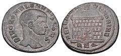 Roman Imperial Coins ROMULUS, son of Maxentius, died 309 AD. Æ Follis (6.07 gm) of Rome. Bare head / Domed shrine. RIC.257. XF, brown patina. Rare.
