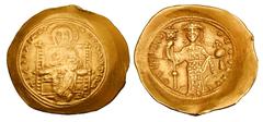 Byzantine Coins BYZANTINE EMPIRE. Constantine X, 1059-1067 AD. Gold Histamenon Nomisma (4.39 gm) of Constantinople. Christ enthroned / Emperor standing. S.1847. aXF, minor edge bump.