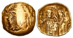 Byzantine Coins BYZANTINE EMPIRE. John III, 1222-1254 AD. Gold Hyperpyron (2.72 gm) of Magnesia. Christ enthroned / The Virgin Mary blessing John. S.2073. VF+, clipped, weak obv as usual