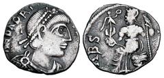 Dark Ages VANDALS. 440-490 AD. AR Siliqua (1.65 gm) of Ravenna. Pseudo-Imperial Coinage. Diademed bust of Honorius / Roma seated on cuirass holding Victory on globe. MEC.2. Toned aVF. ex PNC Collectio