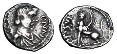 Celtic Coins CELTIC BRITAIN. CATUVALLAUNI. Cunobelin, c. 20-40 AD. AR Unit (1.23 gm). Winged bust of Victory, CUNO / Sphinx seated, TASCIO.. vArd.2057. ABC.2870. Toned VF+. Rare. ex K. Knabe collectio