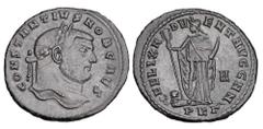 Roman Imperial Coins CONSTANTIUS I Chlorus Caesar 293-306 AD. Æ Follis (12.07 gm) of Carthage. Laureate head / Africa wearing elephant headdress, standing holding standard and tusk. RIC.26a. XF, dark 