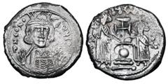 Byzantine Coins BYZANTINE EMPIRE. Constantine IV, 668-685 AD. AR Hexagram (6.46 gm) of Constantinople. Helmeted bust 3/4 facing / Heraklios &Tiberios standing. S.1170. Toned VF+. Scarce.