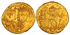 Byzantine Coins BYZANTINE EMPIRE. Irene & Constantine VI, 780-797 AD. Gold Solidus (4.45 gm) of Constantinople. Crowned facing busts of Irene & Constantine / Leo III, Constantine V, & Leo IV seated. S
