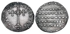 Byzantine Coins BYZANTINE EMPIRE. Constantine VII and Romanos II, 945-959 AD. AR Miliaresion (2.84 gm) of Constantinople. Large cross / Legend. S.1757. Toned aXF.