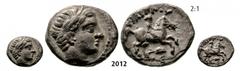 ANCIENT GREEK COINS Fifth-Stater, Amphipolis (Struck 323-315 BC) Silver (2.52g) Obv. MACEDONIA – MACEDONIAN KINGDOM Fifth-Stater, Amphipolis (Struck 323-315 BC) Silver (2.52g) Obv.: Head of Apollo rig