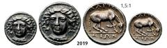 ANCIENT GREEK COINS Larissa Drachm (Struck 350-325 BC) Silver (6.15g) Obv. THESSALY Larissa Drachm (Struck 350-325 BC) Silver (6.15g) Obv.: Head of nymph, Larissa threequarter face to left. Rev.: ΛΑΡΙ
