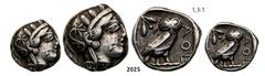 ANCIENT GREEK COINS Tetradrachm (Struck 430 BC) Silver (17.22g) Obv. ATTICA Tetradrachm (Struck 430 BC) Silver (17.22g) Obv.: Head of Athena right with small upright olive leaves on front edge of Atti