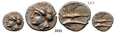 ANCIENT GREEK COINS Sinope Drachm (Struck 330-300 BC) Obv. PAPHLAGONIA Sinope Drachm (Struck 330-300 BC) Obv.: Head of nymph left. Rev.: Sea eagle on dolphin left, beneath ΑΡΓΕΩΣ. Rec. Gén. 25, pl. XX