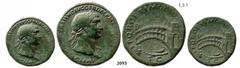 ROMAN EMPIRE Æ Sestertius (Struck 107-110 AD) Rome, Bronze (20.86g) Obv. across Danube river Æ Sestertius (Struck 107-110 AD) Rome, Bronze (20.86g) Obv.: Laureate bust right. Rev.: Singlespan bridge a