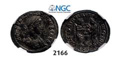 ROMAN EMPIRE Æ3 (Nummus) (Struck 338-339) AD) Siscia, Billon (2.60g) Obv. Æ3 (Nummus) (Struck 338-339) AD) Siscia, Billon (2.60g) Obv.: Laureate bust left. Rev.: Victories holding votive. RIC VII 322 