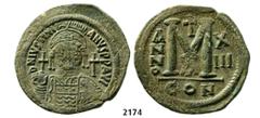 Byzantine Æ Follis (Dated RY 13 = 539/540 AD) Carthage, Bronze (21.60g) Obv. Justinian I, 527-565 Æ Follis (Dated RY 13 = 539/540 AD) Carthage, Bronze (21.60g) Obv.: Helmeted and cuirassed bust facing