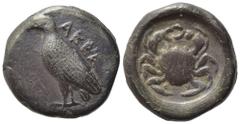 Greek Sicily, Akragas, c. 495-485 BC. AR Didrachm (20mm, 8.41g). Eagle standing l., wings closed. R/ Crab. Westermark, Coinage, 107; HGC 2, 93. Near VF