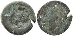 Greek Sicily, Akragas, c. 425/0-410/06 BC. Æ Hemilitron (27mm, 16.49g). [Eagle standing r.]; c/m: head of Herakles l., wearing lion skin. R/ [Crab]. CNS I, 96 CM. Coin Poor, c/m near VF