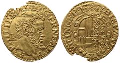 ZECCHE ITALIANE NAPOLI. Regno di Napoli. Filippo II principe di Spagna e re di Napoli (1554-1556). Scudo d'oro. Au (3,34 g). PHILIP REX ANG FR NEAP P Testa nuda del Re volta a d., dietro sigla e sotto