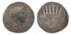 Augustus (27 a.C.-14 d.C.), Tetradrachma (cistophorus), Ephesus, 24-20 A.C., ar, 12,0 g, 28,11 mm, D/ IMP CAE-SAR bare head right, R/ AVGVSTVS, six grain ears tied together, RIC 481; RSC 32b; BMC 264;