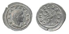 Paulina Diva (Maximinus I 235-238), Denarius, Rome, 236 A.C. , ar, 3,1 g, 21,19 mm, D/ DIVA PAVLINA, veiled and draped bust right, R/ CONSECRATIO, Paulina seated to left on peacock flying right, RIC 2