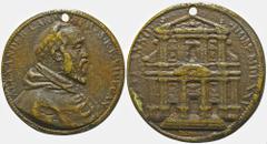 Medals from 14th to 19th century ALESSANDRO FARNESE CARDINAL D\ ALEXANDER CARD. FARN . S. R. AND . VICECAN . Bust of Farnese Cardinal Alessandro facing right with tonsure and mozzettaR\ FECIT . YEAR S