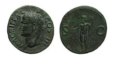 Agrippa (Caligula 37-41) , Assis, Rome, 37-41 AC, AE, gr. 10,6, mm 28, M AGRIPPA L F COS III, head left wearing rostral crown , S-C, Neptune standing facing, head left, naked except for cloak draped b
