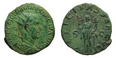 Traianus Decius (249-251), Double Sestertius, Rome, 249-251 AC, AE, gr. 35,3, mm 33, IMP C M Q TRAIANVS DECIVS AVG, radiate and cuirassed bust r., FELICITAS SAECVLI, Felicitas standing l., holding lon