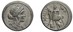 The Roman Republic P. Licinius Crassus, Licinia, Rome, 55 BC (RRC and BMCRR), Denarius , AR, gr. 4,1, mm 18. Bust of Venus r., draped, Laureated and wearing diadem; behind, S.C. Rv. Female figure lead