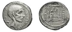 The Roman Republic P. Cornelius Lentulus Marcellinus, Cornelia, Rome, 50 B.C. (RRC), 42 B.C.(BMCRR), Denarius , AR, gr. 3,4, mm 18. Head of M. Claudius Marcellus r.; behind, triskeles; before MARCELLI