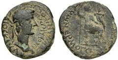Lydia - Gaius called Caligula and Agrippina I (AD 37-41), Artemon Hermogenous, Philadelphia, AE, g 3.44, mm 20, Laureate head r., Rv. Agrippina as a goddess seated r., holding sceptre and cornucopiae.