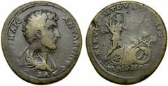 Lydia - Marcus Aurelius (AD 161-180), Maeonia, AE, g 23.86, mm 33, Draped bust r., Rv. ½ , Demeter in biga of snakes r.. Unpublished in the standard references. Countermark; Howgego 153, 256..Dark to