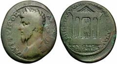 Lydia - Lucius Verus (AD 161-169), Aulus Attalianus, strategus, Silandus, AE, g 22.45, mm 34, Laureate and cuirassed bust l., seen from back, Rv. E I¥CT A AT[TA IANOV A CILAN , AKIKOC E IMELE , tetras