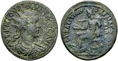 Lydia - Philip II (AD 247-249), Magnesia ad Sipylum, AE, g 21.20, mm 35, Radiate, draped and cuirassed bust r., Rv. Female enthroned l., holding patera and sceptre. Unpublished in the standard referen