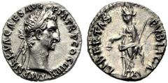 Nerva (96-98), Denarius , Rome, AD 96, AR, g 3,35, mm 16, IMP NERVA CAES AVG - P M TR P COS II P P, laureate head r., Rv. LIBERTAS - PVBLICA, Libertas standing left, holding pileus and sceptre. RIC 7;