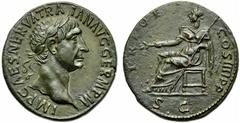 Trajan (98-117), Sestertius, Rome, AD 101-102, AE, g 24,43, mm 33, IMP CAES NERVA TRAIAN AVG GERM P M, laureate head r., Rv. TR POT - COS IIII P P, Pax seated l., holding sceptre and branch; in ex. S 