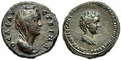 Faustina Maior and M. Annius Galerius Antoninus (Antoninus Pius, 138-161), Dupondius, Uncertain mint, possibly Rome, after AD 147, AE, g 10,88, mm 27, V - CTEINA, veiled and draped bust r., Rv. M IOC 