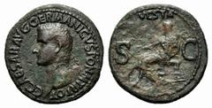 The Roman Empire Gaius, called Caligola (37-41), Rome, AD 37-38, As, AE, (g g 11,65, mm mm 28, h ). C CAESAR AVG GERMANICVS PON M TR POT, bare head l., Rv. Rv. Vesta seated l., holding sceptre and pat