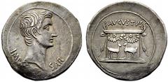 Lydia, Augustus (27 BC - AD 14), Cistophorus,Ephesus, 24-20 BC, AR, (g 11,97, mm 28, h 12). IMP [CAE] - SAR, bare head r., Rv. AVGVSTVS, garlanded altar sculpted with two confronting hinds. RIC 482; C