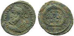 Julian II (360-363) Nummus,Rome, AE, (g 2,51, mm 21, h 12). Helmeted and cuirassed bust l., Rv. Legend within laurel wreath. RIC VIII, 329. Delightful light green patina. Extremely fine.