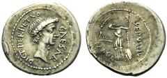 C. Julius Caesar and P. Sepullius Macer, Denarius,Rome, February 44 BC, AR, (g 4,08, mm 21, h 6). Wreathed head of C. Julius Caesar r.; before, CAESAR; behind, DICT PERPETVO, Rv. Venus standing l., ho