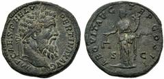 Pertinax (193), Sestertius,Rome, 1 January - 28 March AD 193, AE, (g 28,07, mm 33, h 12). IMP CAES P HELV PERTINAX AVG, laureate head r., Rv. AEQVIT AVG - TR P COS II, Aequitas standing l., holding co